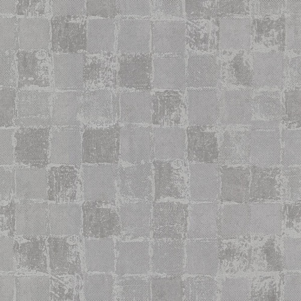 A-Street Prints Varak Silver Checkerboard Wallpaper Sample