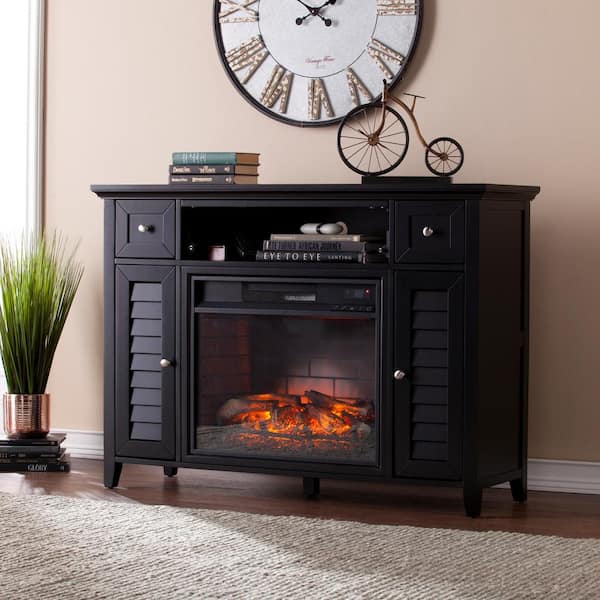 Southern Enterprises Kennison 48 in. 3-in-1 Infrared Media Fireplace Console in Black