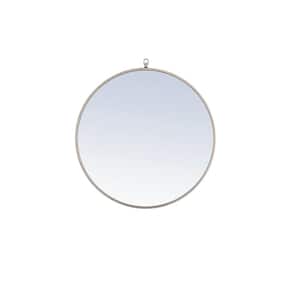 Medium Round Silver Modern Mirror (28 in. H x 28 in. W)