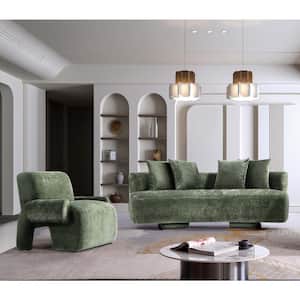 Verandah 2-Piece Olive Green Chenille Upholstered Sofa and Accent Chair Living Room Set