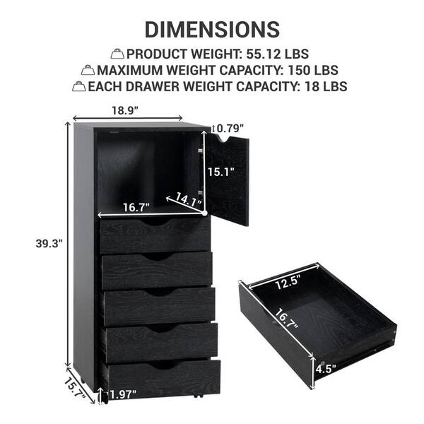 HOMESTOCK Black 6 Drawer Dresser Tall Dressers for Bedroom Kids Dresser  w/Storage Shelves Small Dresser for Closet Makeup Dresser 21008W - The Home  Depot