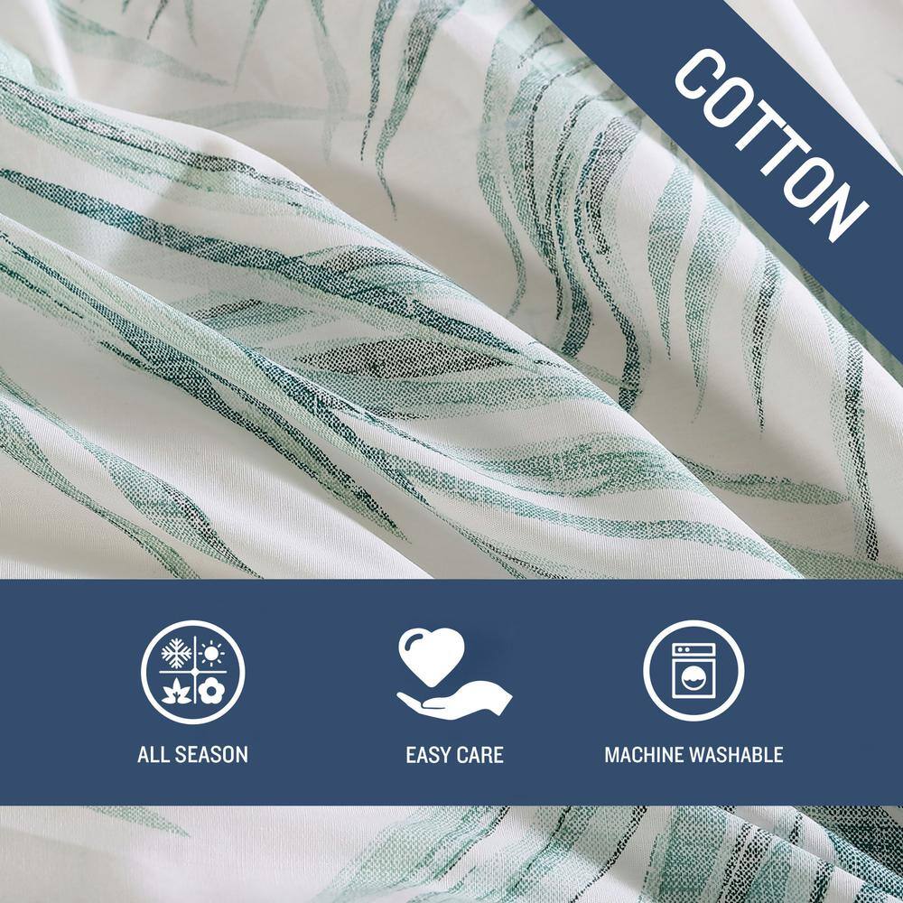 Ivory and Green Cotton King Reversible Comforter Set