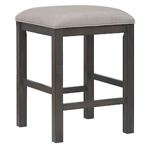 Shades of Gray 24 in. Gray Contemporary Backless Wood Frame Bar Stool with Upholstered Seat