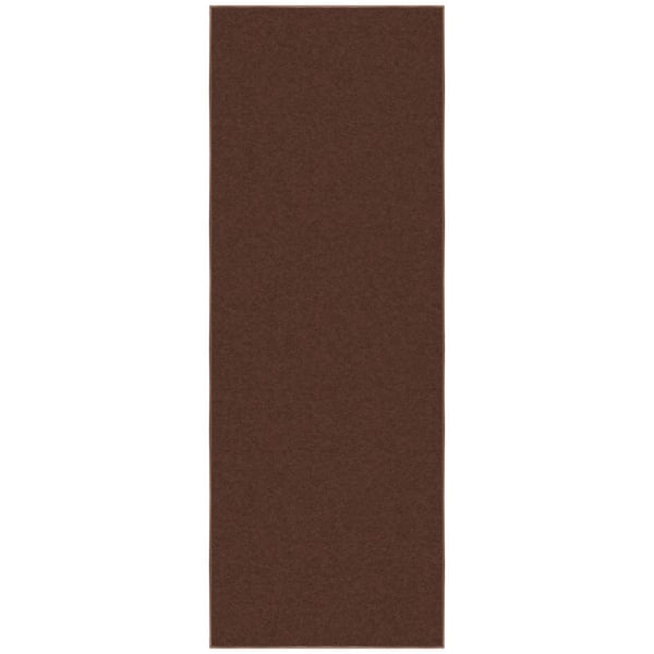 Ottohome Collection Non-Slip Rubberback Modern Solid Design 2x6 Indoor Runner Rug, 2'2" x 6', Brown