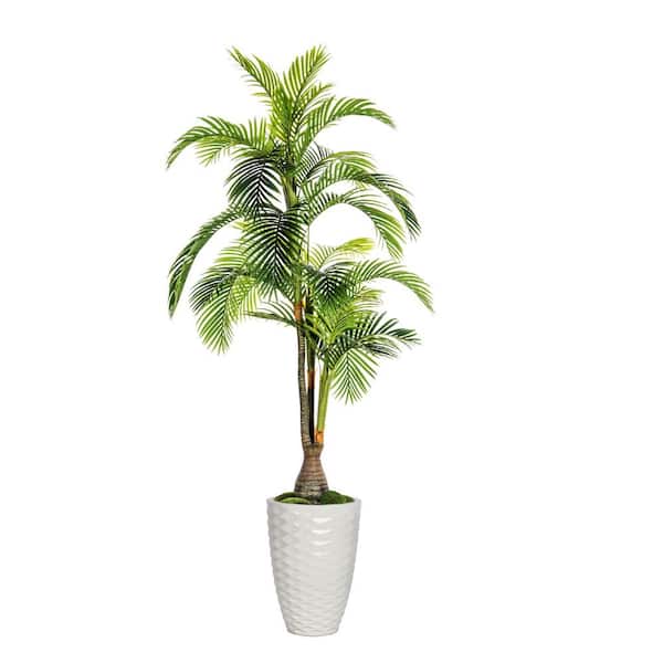 VINTAGE HOME Artificial Faux Real Touch 95 in. Tall Palm Tree Indoor Outdoor