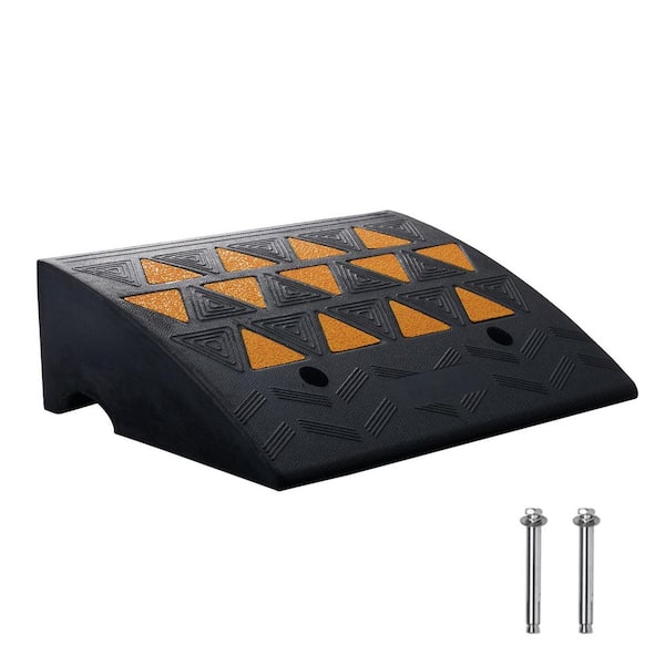 Rubber Curb Ramp 6 in. Rise Height Sidewalk Curb Ramp, 14.6 in. Width 19.3 in. Length Driveway Ramp, 15T Heavy Duty