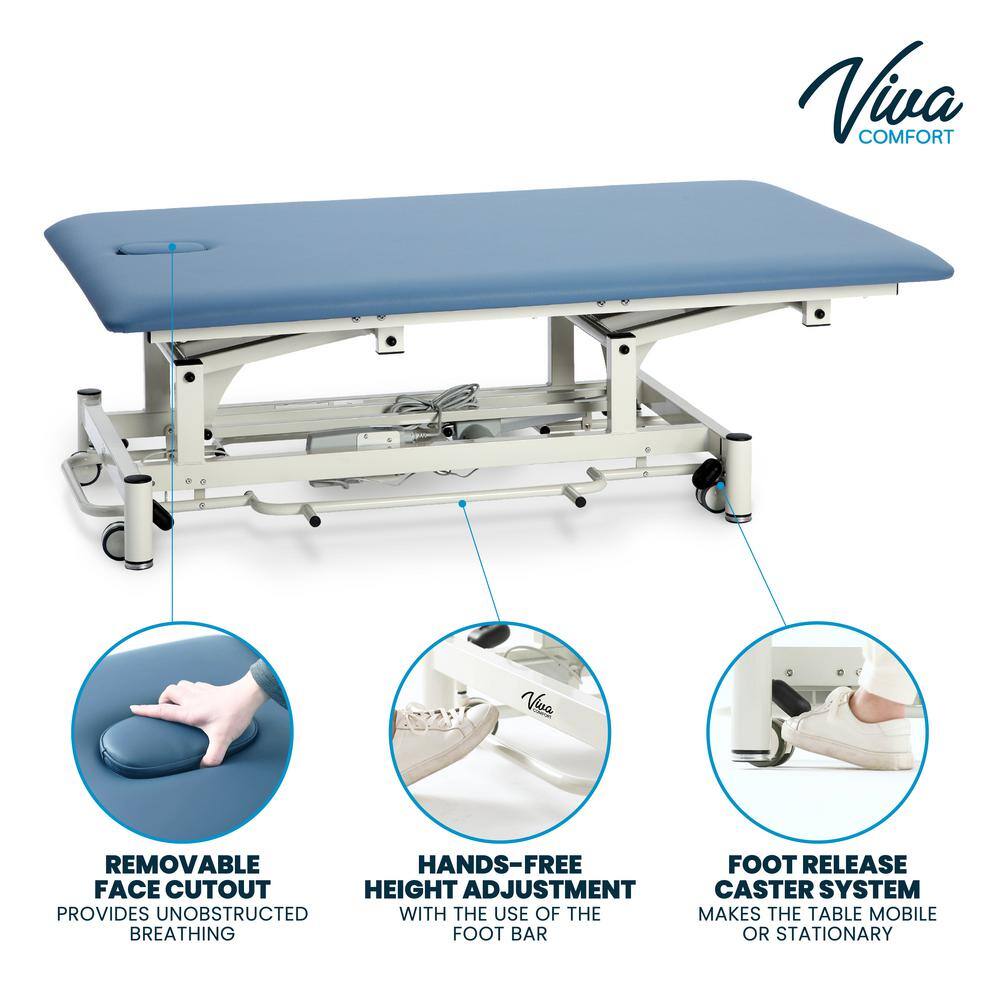 Adjustable Blue Leather and Steel Therapy Table