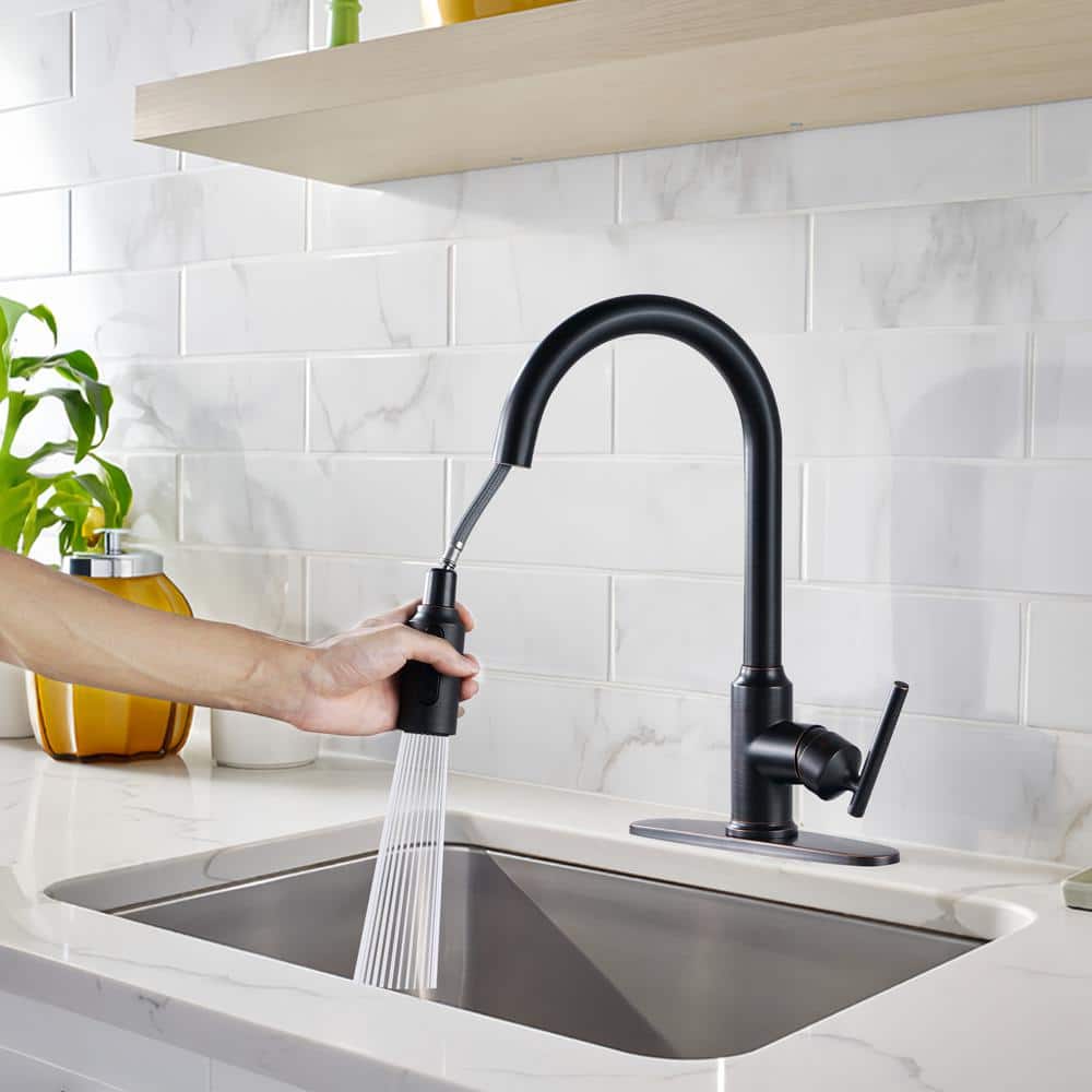 Oil Rubbed Bronze Pull Down Kitchen Faucet with Pull-out Spray