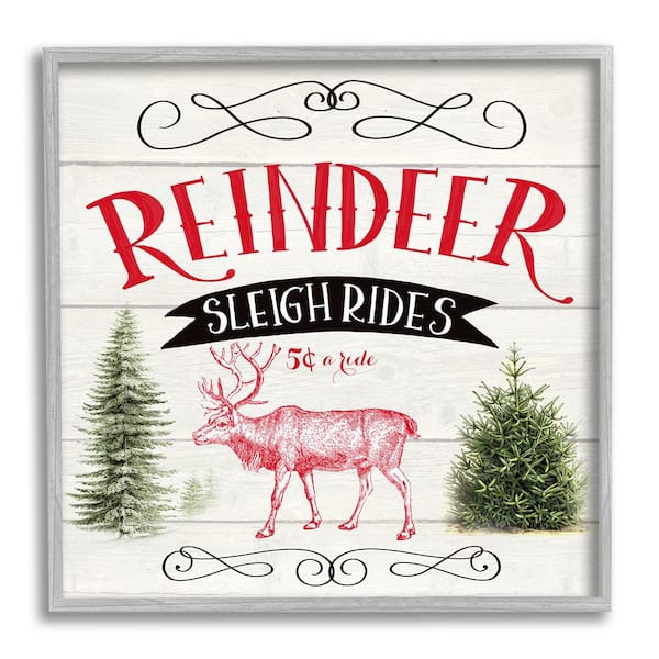 Stupell Industries Sleigh Rides Phrase by Corinne Haig 1 Piece Framed Graphic Print Typography Poster Art Print 12 in. x 12 in.