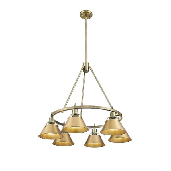 Golden Lighting Orwell 6-Light Aged Brass and Brushed Champagne Bronze Chandelier