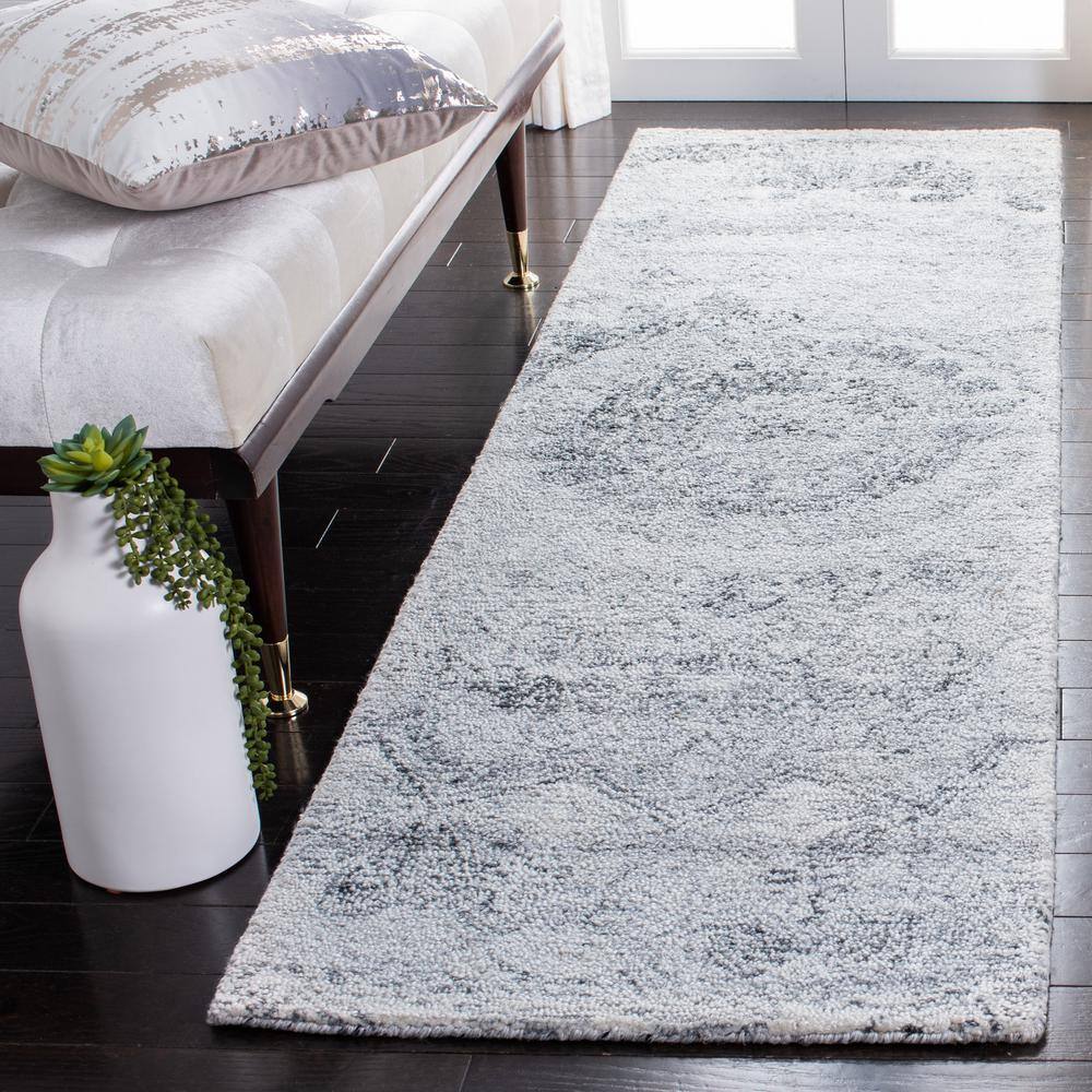 Black and Ivory Abstract Hand-Tufted Wool Area Rug