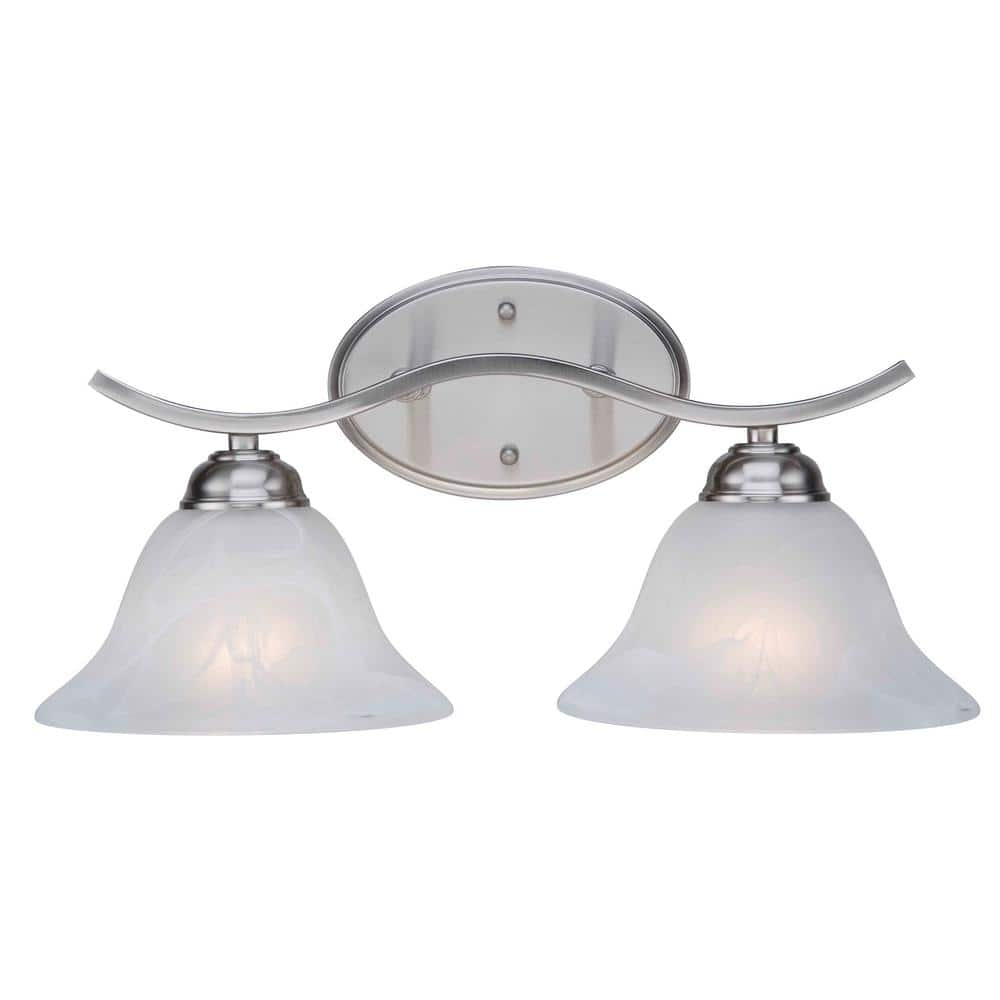 Bel Air Lighting Hollyslope Brushed Nickel Silver 2 lights Incandescent Vanity Light Wall Mount