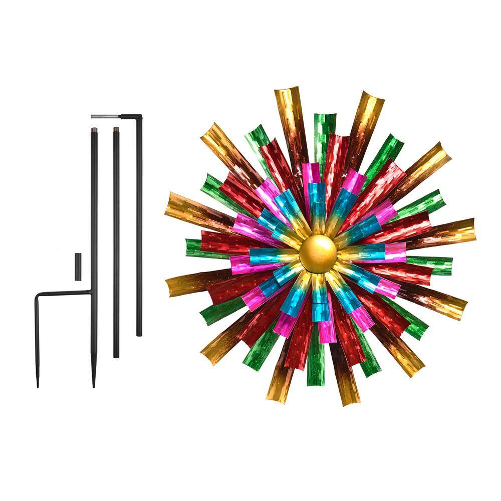 81" Multicolor Iron Prismatic Flower Wind Spinner