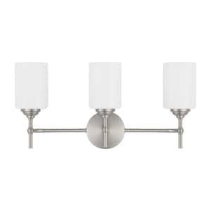 Ayelen 3-Light Brushed Nickel Modern Bathroom Vanity Light with Opal White Glass