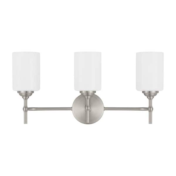 Ayelen 3-Light Brushed Nickel Modern Bathroom Vanity Light with Opal White Glass