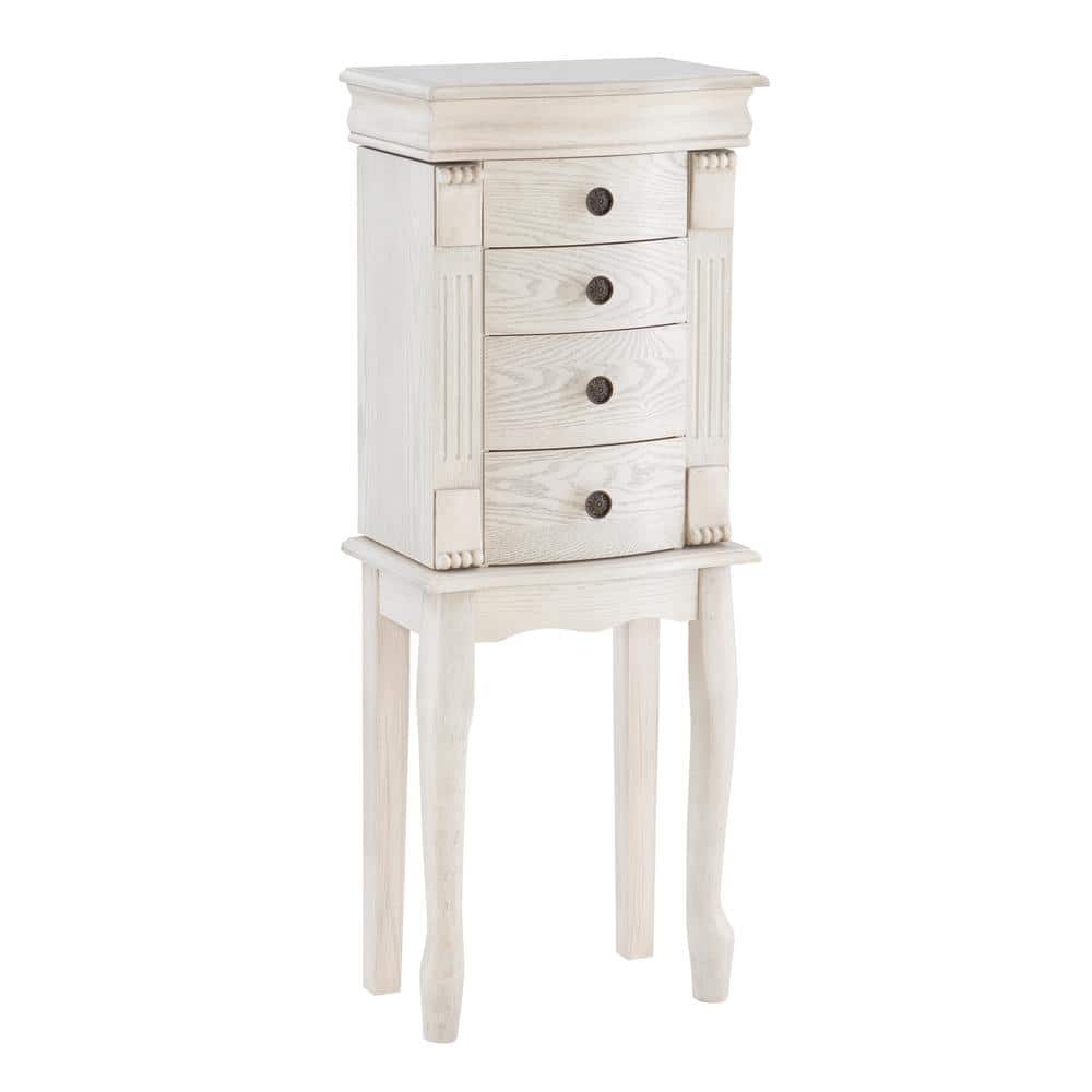 Linon Home Decor Kris Off white Wood Free Standing 13.5 in. W Jewelry Armoire THD4577 The Home Depot