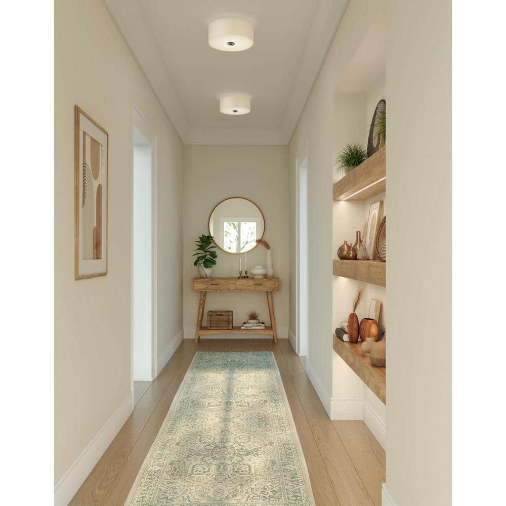 Graphite LED Semi-Flush Mount with Linen Shade