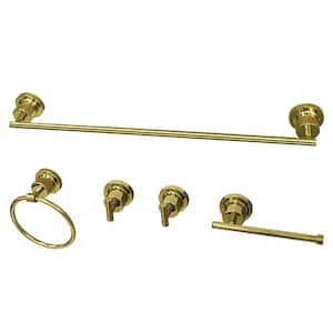 Modern 5-Piece Bath Hardware Set in Polished Brass