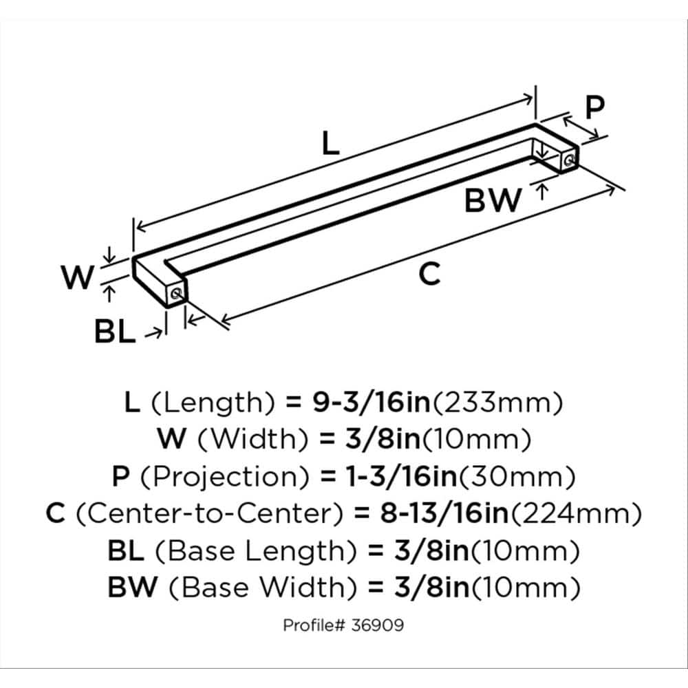 Polished Chrome 8-13/16 Inch Modern Cabinet Drawer Pull