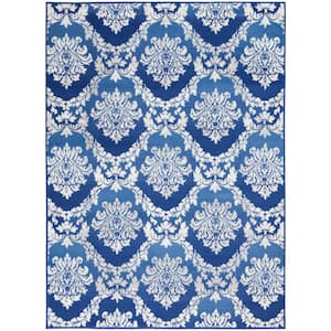 Whimsicle Blue 5 ft. x 7 ft. Floral French Country Area Rug