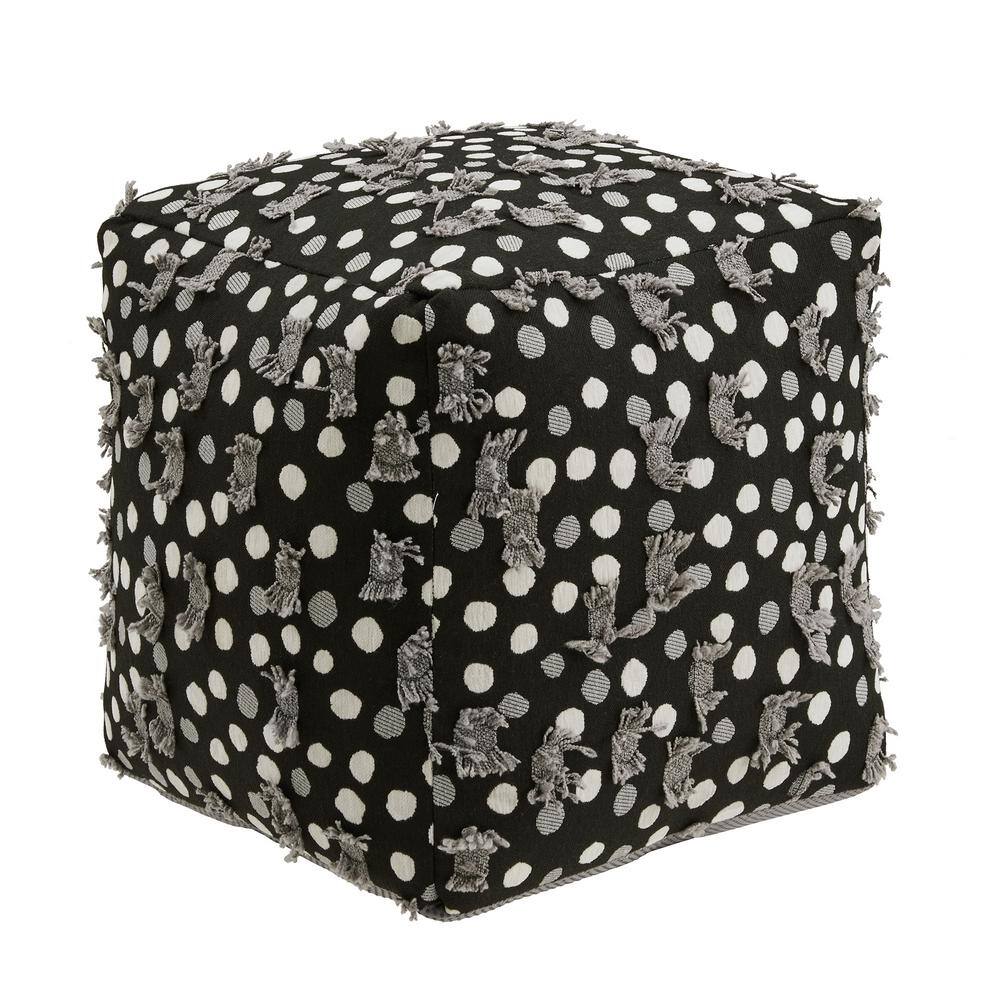 Black, White and Grey Poker Dot Fabric Upholstered Square Pouf Ottoman price history on PriceWatchPro
