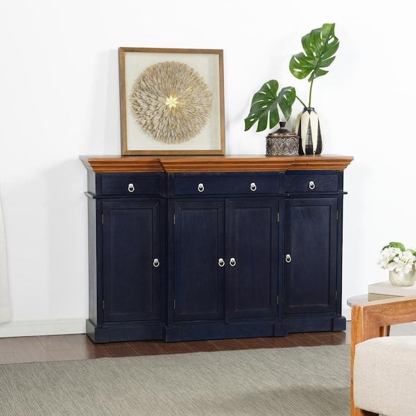Natural Wood 44 in. Accent Cabinet with 6 Shelves and Doors