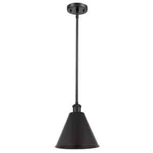 Ballston Cone 1-Light Matte Black Shaded Pendant Light with Matte Black Metal Shade