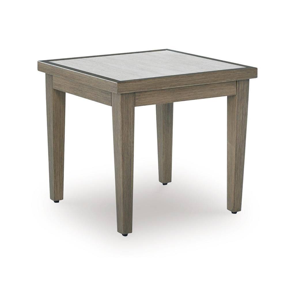 Inaya Brown and Beige Square Sintered Stone Outdoor End Table price history on PriceWatchPro
