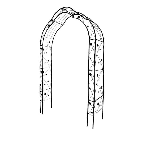 Unbranded Black 98.4 in. x 59 in. Metal Garden Arch Assemble with 8 Styles Garden Arbor Trellis for Climbing Plants