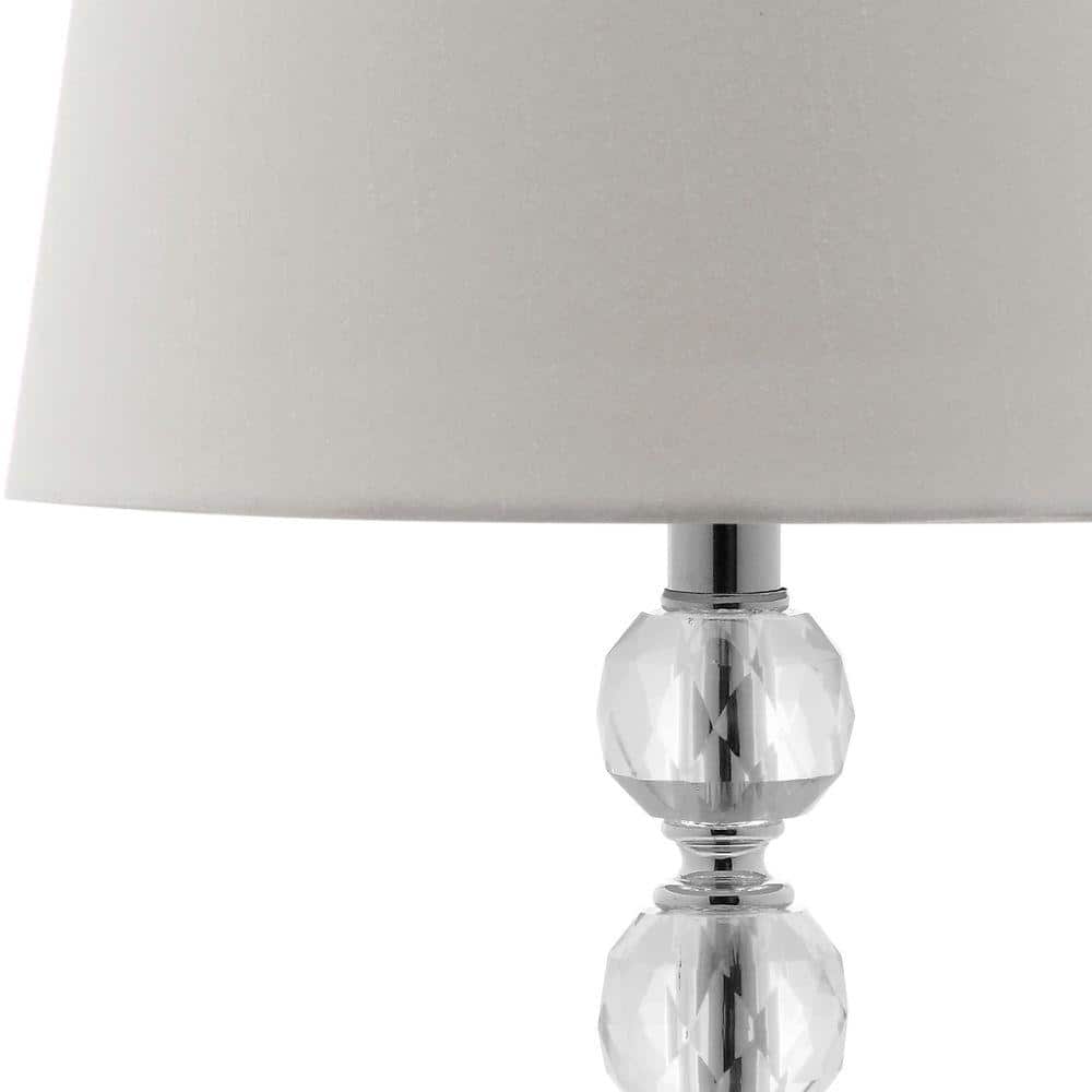 Nola 16" Clear Crystal Ball Table Lamp Set with White Shades