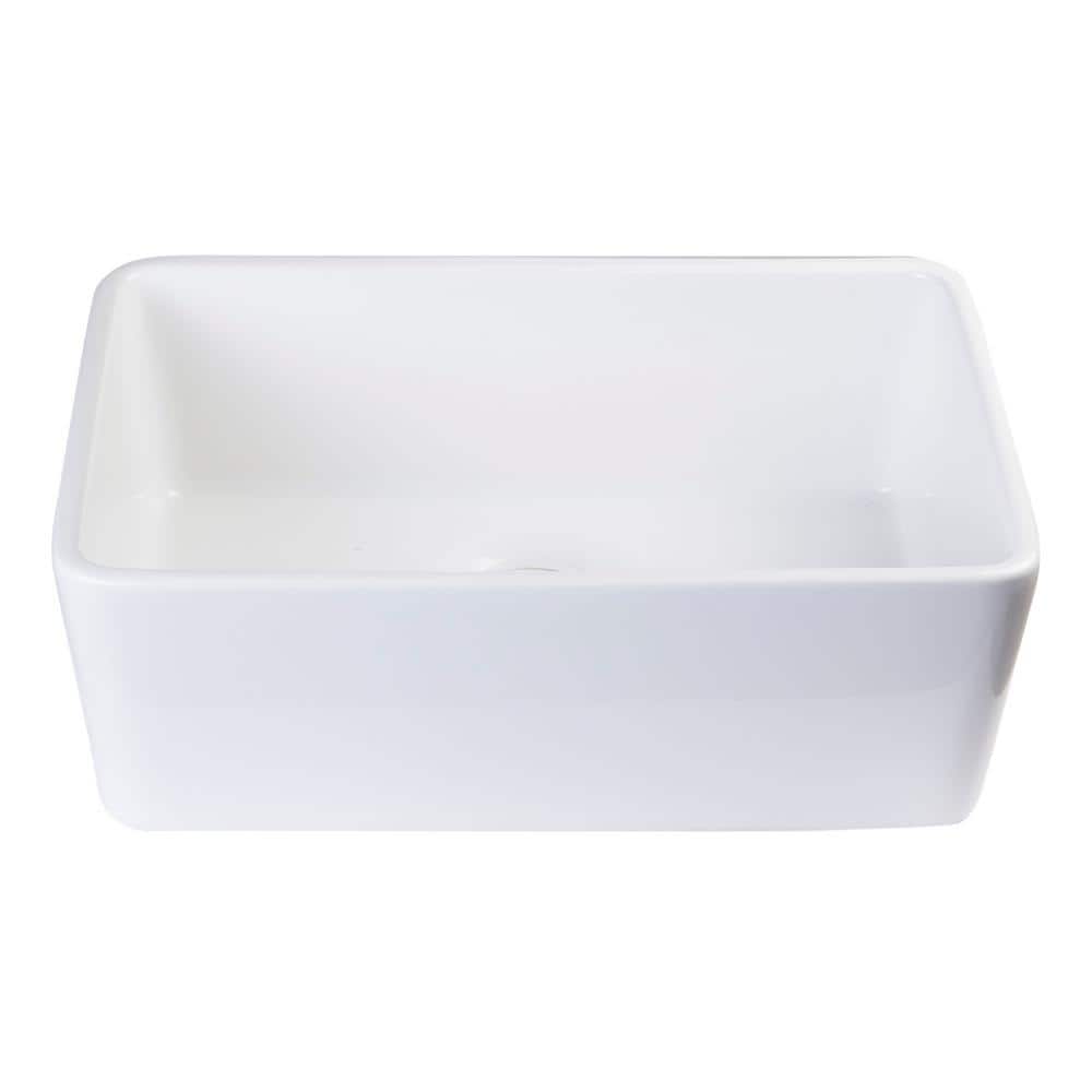 White Fireclay Single Bowl Farmhouse Apron Kitchen Sink