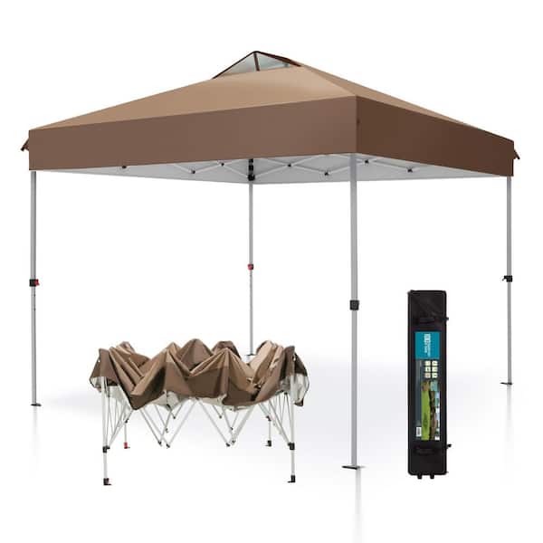 10 ft. x 10 ft. Instant Canopy Pop Up Tent in Brown With Wheeled Bag