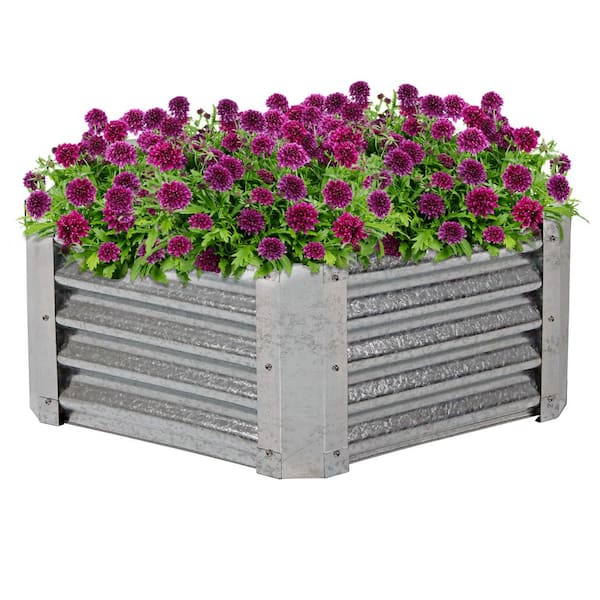 40 in. Hexagon Galvanized Steel Raised Garden Bed