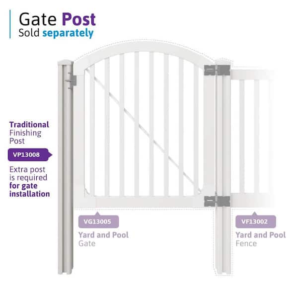 WamBam Fence 4 ft. x 4 ft. Premium Vinyl Yard and Pool Fence Gate with Powder Coated Stainless Steel Hardware