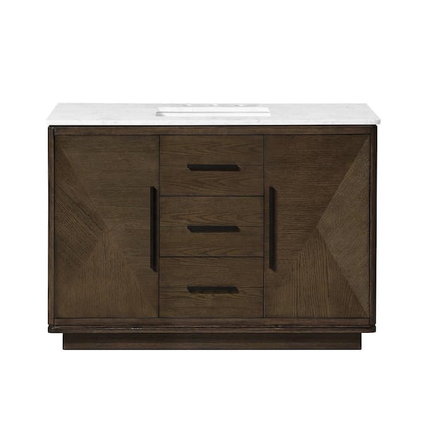 Hale 48 in. Single Sink Freestanding Aged Oak Bath Vanity with Engineered Marble Top