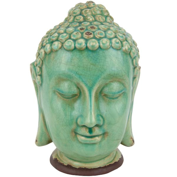 Oriental Furniture Oriental Furniture 10 in. Porcelain Thai Buddha Head Decorative Statue