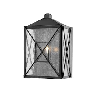 1-Light 12.5 in. Powder Coat Black Outdoor Wall Sconce
