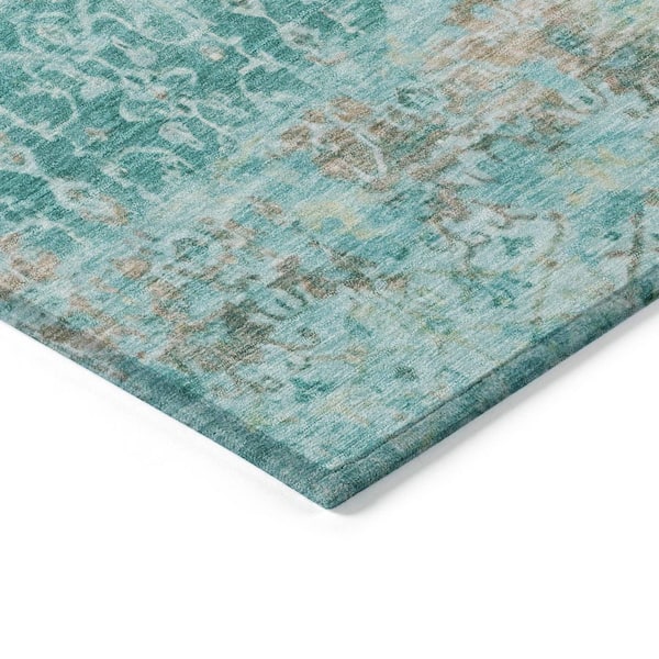 Chantille Machine Washable Indoor/Outdoor Abstract ACN1752 Teal 8 ft. x 10 ft. Area Rug