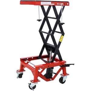 300 lbs. Red Hydraulic Motorcycle Scissor Jack Lift Foot Step Wheels for Small Dirt Bikes