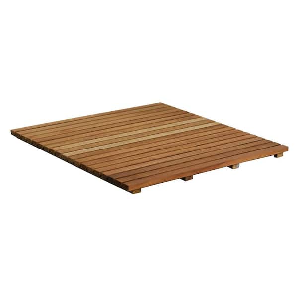 Nordic Style Teak Oiled Square Shower and Bath Mat 24 x 24