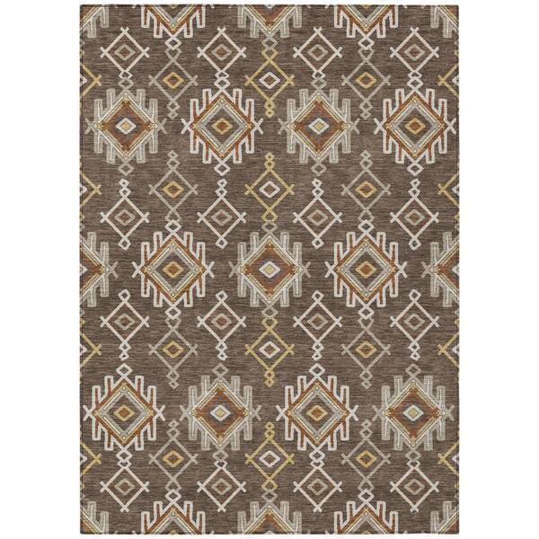 Chantille Machine Washable Indoor/Outdoor Abstract ACN3042 Coffee 3 ft. x 5 ft. Area Rug