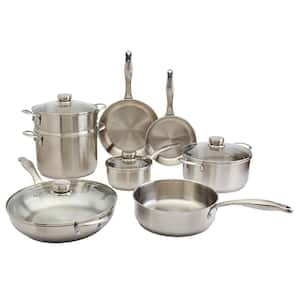 12-Piece Silver Ready Cook Stainless Steel Cookware Set