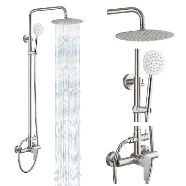 Unbranded Outdoor Shower Fixture With Handheld Spray 8 in. Rainfall Shower head Single Handle High Pressure Hand Spray Wall Mount