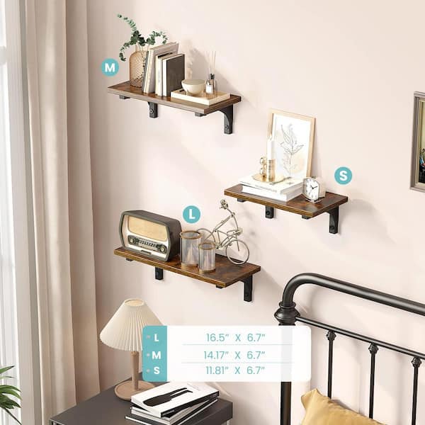 16.5 in. W x 6.7 in. D Set of 3 Wider Floating Shelves, Wall