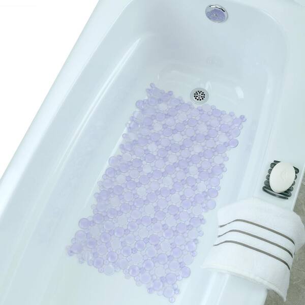 SlipX Solutions 17 in. x 30 in. Burst of Bubbles Bath Mat in Light Purple