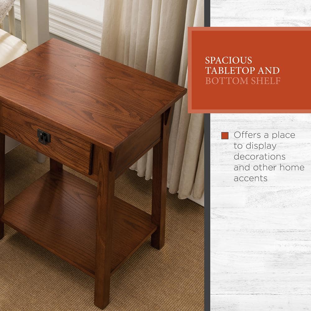 Russet Solid Wood Mission Nightstand with Drawer
