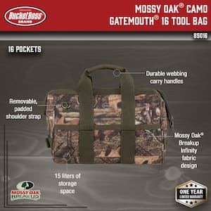 Mossy Oak Breakup Camo Gatemouth 16 in. Tool Bag with 16 Pockets