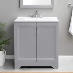 Willowridge 30.5 in. W x 18.75 in. D x 34.375 in. H Single Sink Bath Vanity in Dove Gray with White Cultured Marble Top