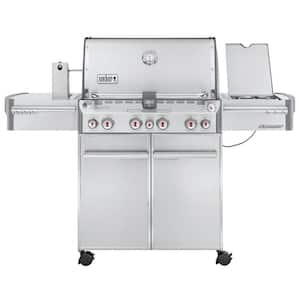 Summit S-470 4-Burner Propane Gas Grill in Stainless Steel with Built-In Thermometer and Rotisserie