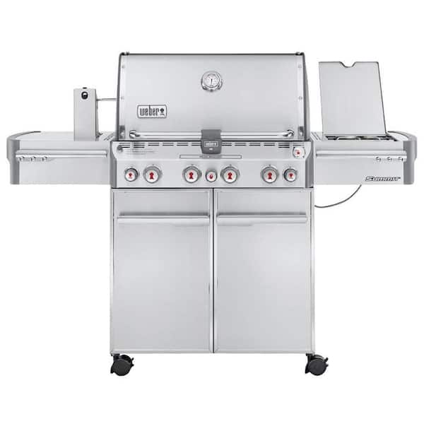 Weber Summit S-470 4-Burner Liquid Propane Gas Grill in Stainless Steel with Built-In Thermometer and Rotisserie